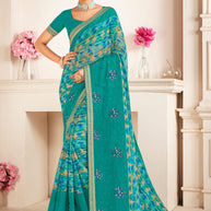 Laxmipati Khas-Khas S-1577 Chiffon Blue Saree