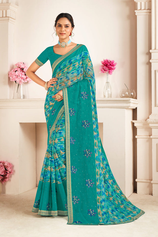 Laxmipati Khas-Khas S-1577 Chiffon Blue Saree