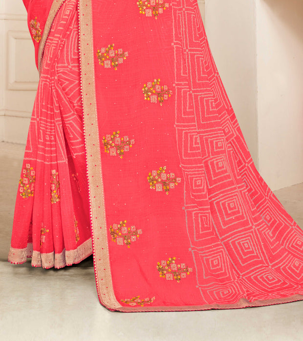 Laxmipati Khas-Khas S-1578 Chiffon Pink Saree
