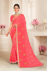 Laxmipati Khas-Khas S-1578 Chiffon Pink Saree