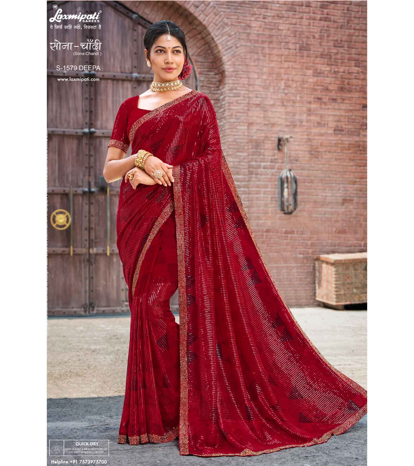 Laxmipati Sona- Chandi S-1579 Georgette Maroon Saree