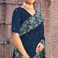 Laxmipati Sona - Chandi S-1580 Chiffon Navy Blue Saree
