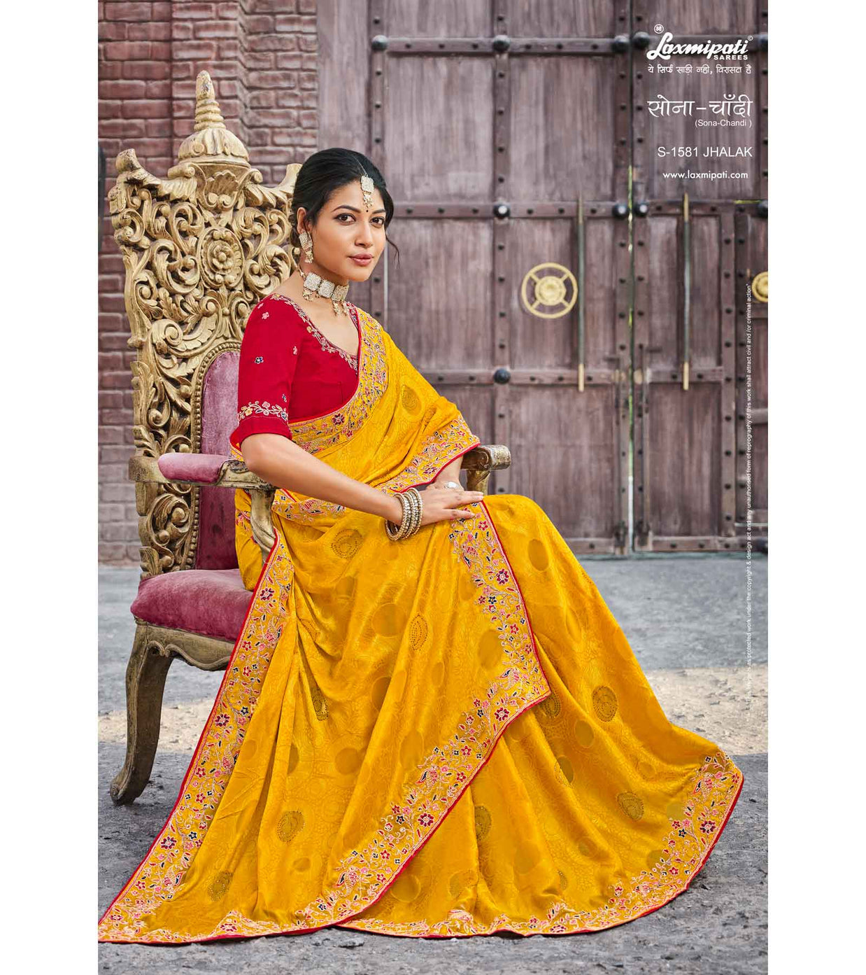 Laxmipati Sona- Chandi S-1581 Jacquard Mustard Saree