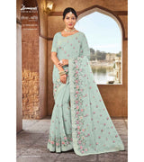 Laxmipati Sona- Chandi S-1583 Chiffon Light Sky Blue Saree