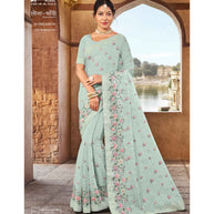 Laxmipati Sona- Chandi S-1583 Chiffon Light Sky Blue Saree