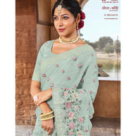 Laxmipati Sona- Chandi S-1583 Chiffon Light Sky Blue Saree