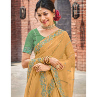 Laxmipati Sona- Chandi  Organza Light Lemon Saree