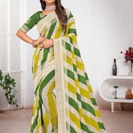 Laxmipati Multicolor Striped Chiffon Saree