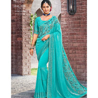 Laxmipati Sona- Chandi S-1586 Georgette Sky Blue Saree