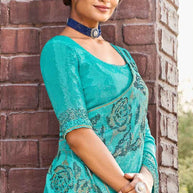 Laxmipati Sona- Chandi S-1586 Georgette Sky Blue Saree