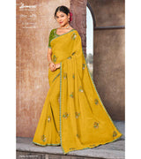 Laxmipati Sona- Chandi S-1590 Chiffon Yellow Saree