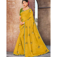 Laxmipati Sona- Chandi S-1590 Chiffon Yellow Saree