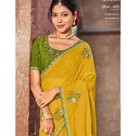 Laxmipati Sona- Chandi S-1590 Chiffon Yellow Saree