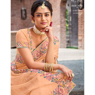 Laxmipati Sona- Chandi S-1591 Chiffon Peach Saree