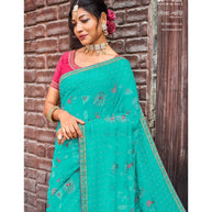 Laxmipati Sona- Chandi S-1592 Chiffon Sky Blue Saree