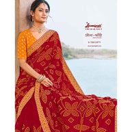 Laxmipati Sona- Chandi S-1593 Chiffon Red Saree
