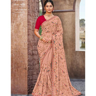 Laxmipati Sona- Chandi S-1594 Chiffon Peach Saree