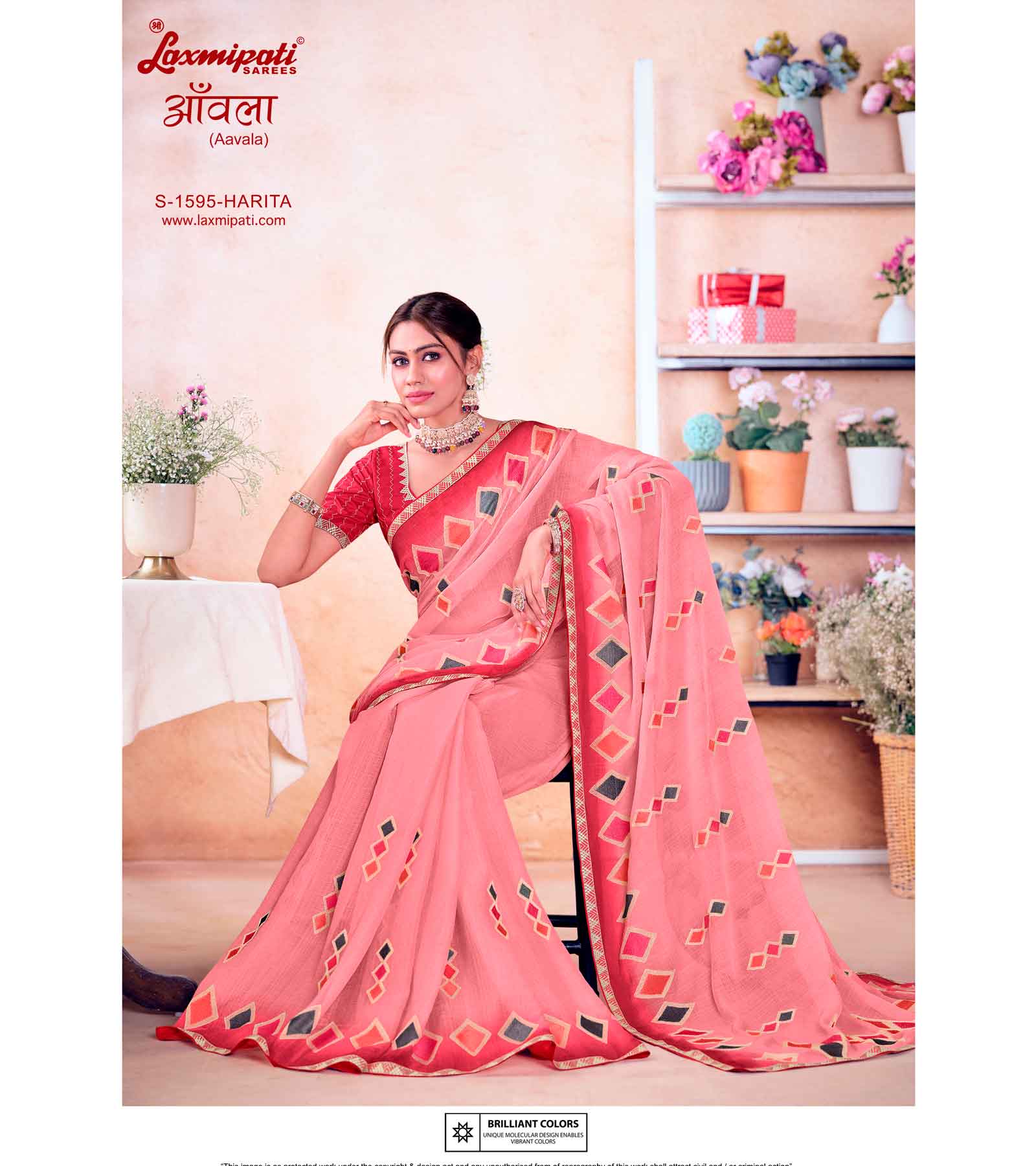 Laxmipati Aavala S-1595 Chiffon Baby Pink Saree