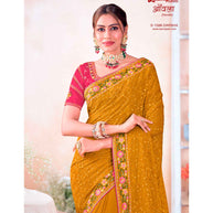 Laxmipati Aavala S-1596 Chiffon Mustard Saree