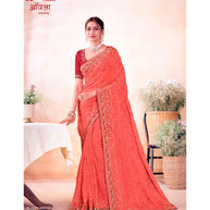 Laxmipati Aavala S-1598 Chiffon Peach Saree