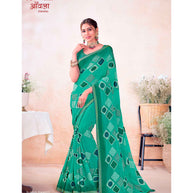 Laxmipati Aavala S-1600 Chiffon Teal Blue Saree