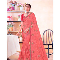 Laxmipati Aavala S-1601 Chiffon Peach Saree