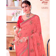 Laxmipati Aavala S-1601 Chiffon Peach Saree