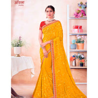 Laxmipati Aavala S-1602 Chiffon Yellow Saree