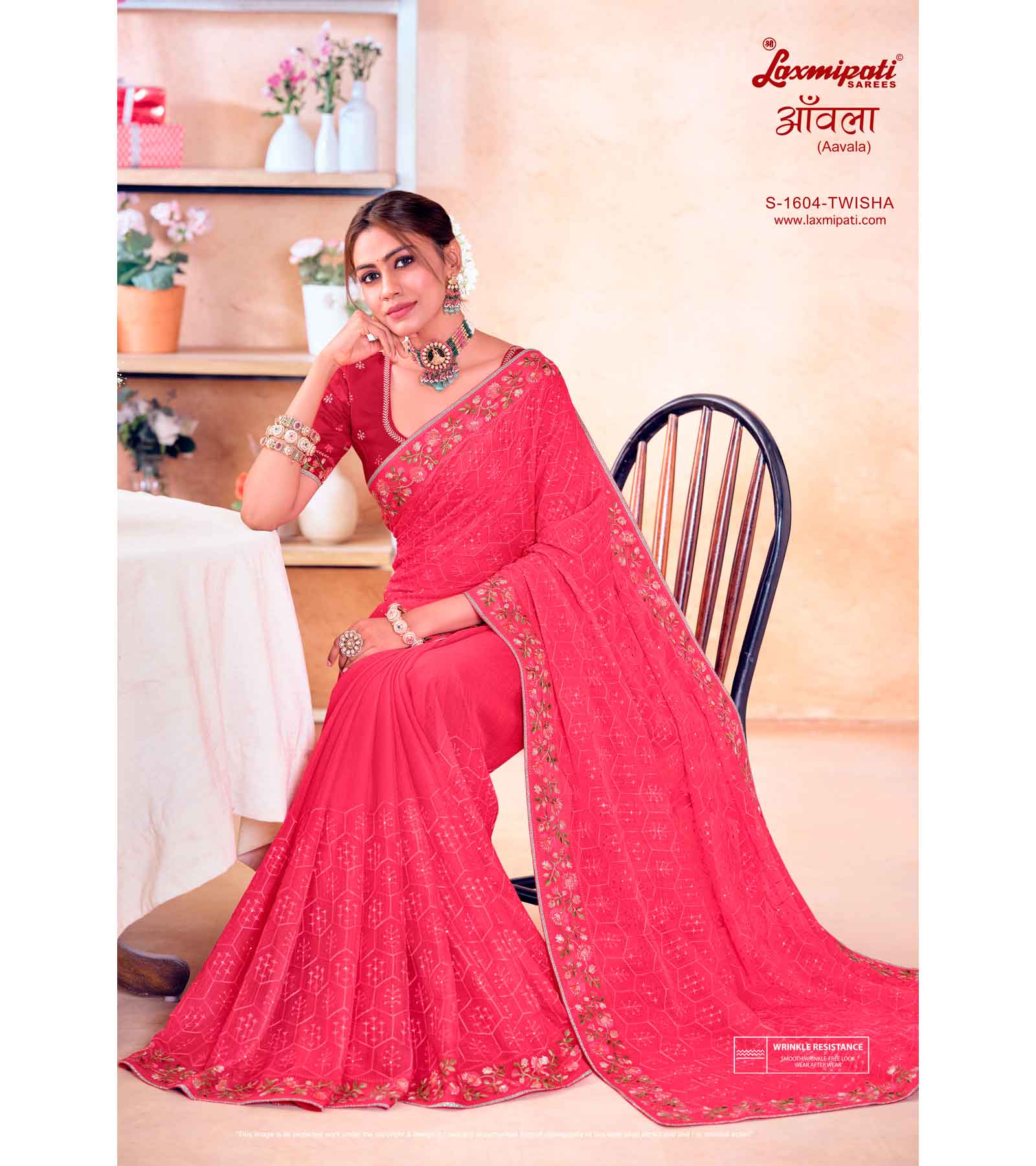 Laxmipati Aavala S-1604 Chiffon Pink Saree