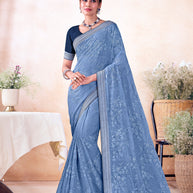 Laxmipati Aavala S-1605 Chiffon Blue Saree