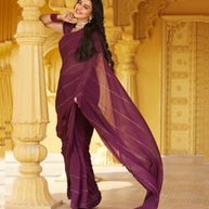 Laxmipati Chiffon Wine Saree - Akshara Singh