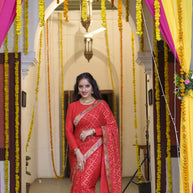 Deepika Singh in Chiffon Signature Red Saree by Laxmipati