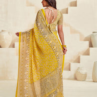 Yellow trendy georgette saree