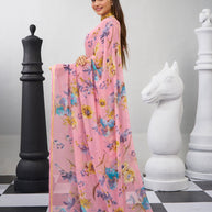Pink printed saree daily wear