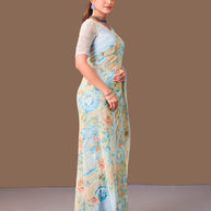 Laxmipati Dillagi Blue Georgette Floral Saree