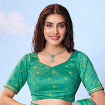 Green woven patterned chiffon saree ethnic wear