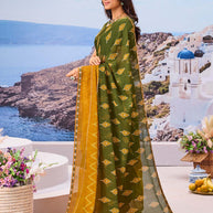 Stylish green saree modern look