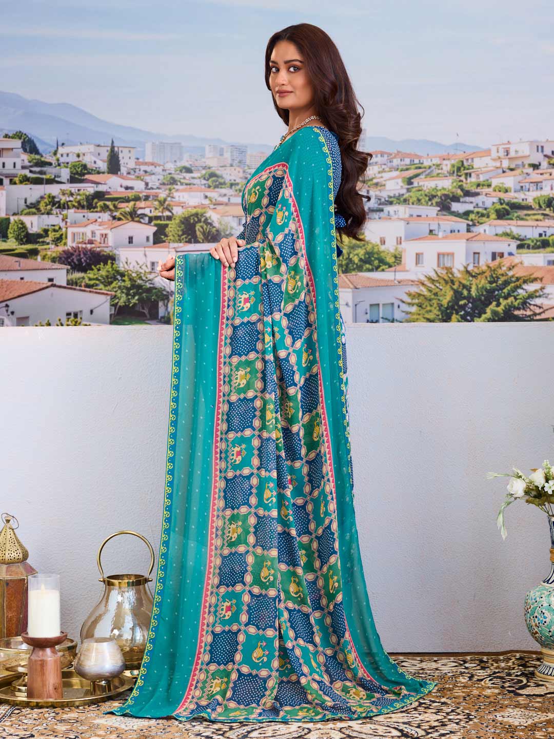 Trendy printed saree