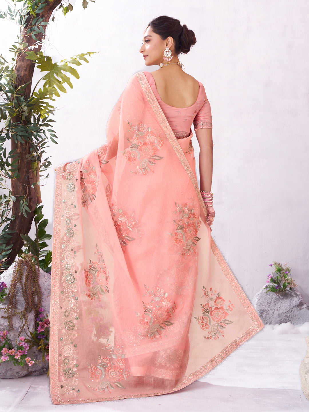 Pink trendy saree