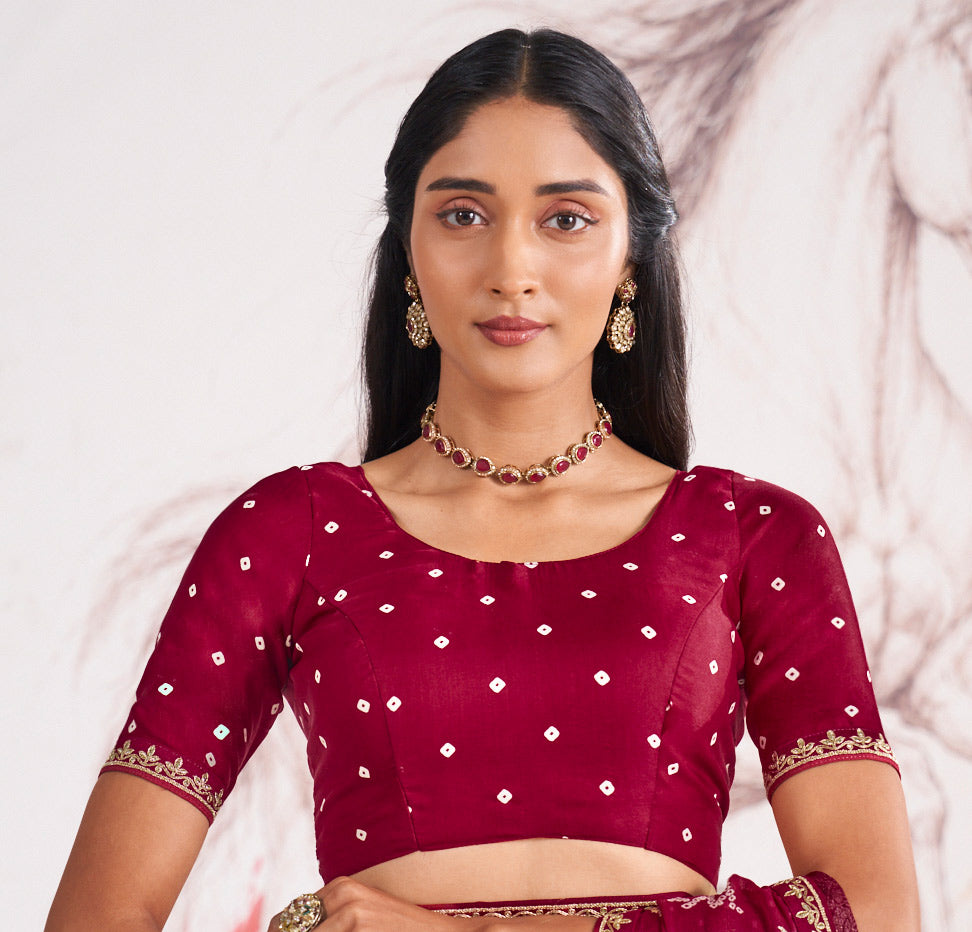 Laxmipati Murli Maroon Chiffon Floral Saree