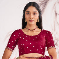 Laxmipati Murli Maroon Chiffon Floral Saree