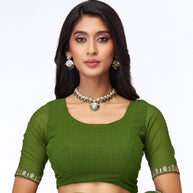 bottle green saree