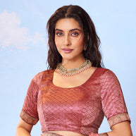 pink plain crepe saree office wear