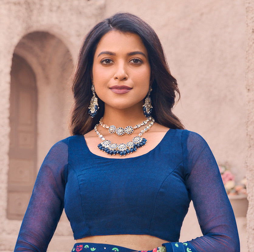 navy blue saree