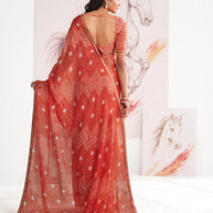 Laxmipati Murli Orange Chiffon Geometric Saree