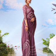Purple plain silk saree office wear
