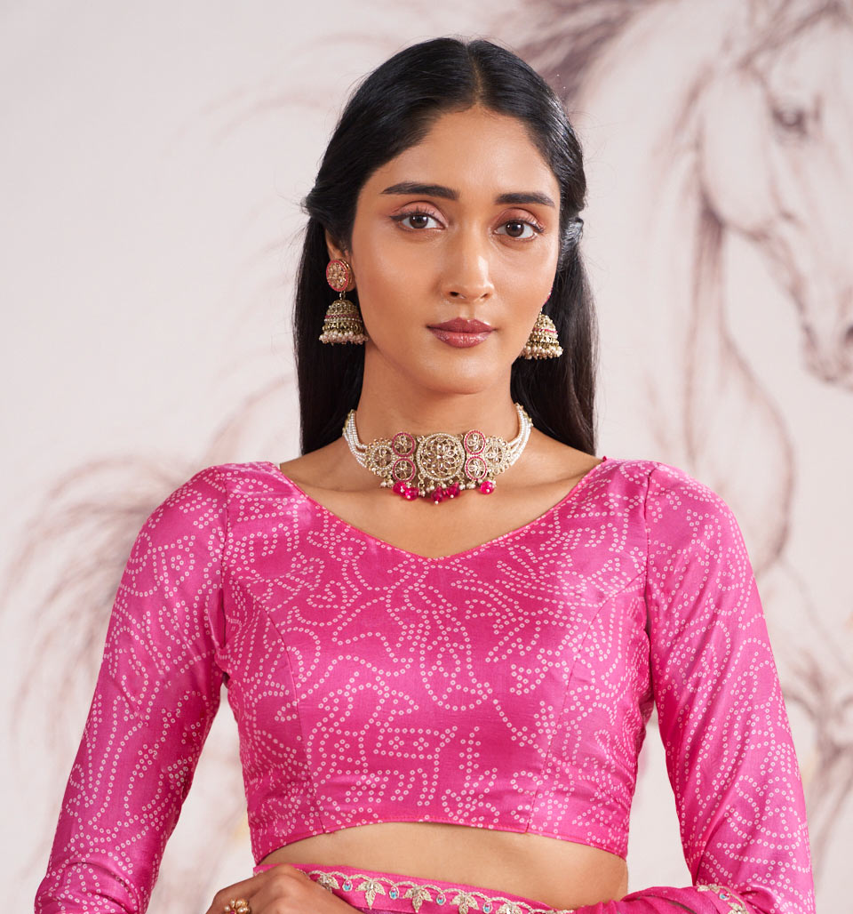 Laxmipati Murli Pink Chiffon Geometric Saree