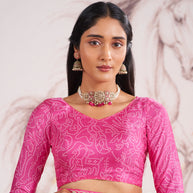 Laxmipati Murli Pink Chiffon Geometric Saree