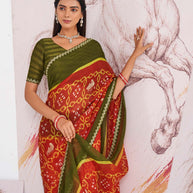Laxmipati Murli Red Chiffon Floral Saree