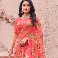 soft georgette saree drape